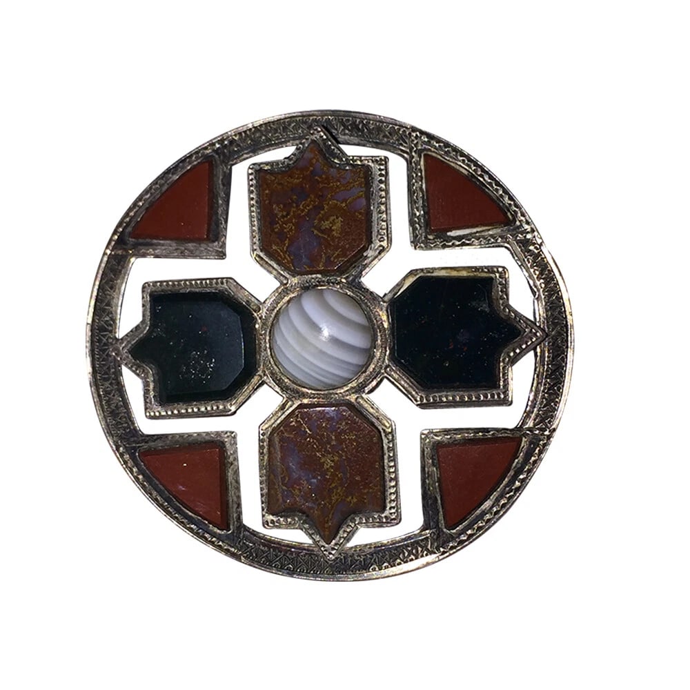 Victorian Sterling Silver Scottish Kilt Pin with Bloodstone Banded Agate - 2