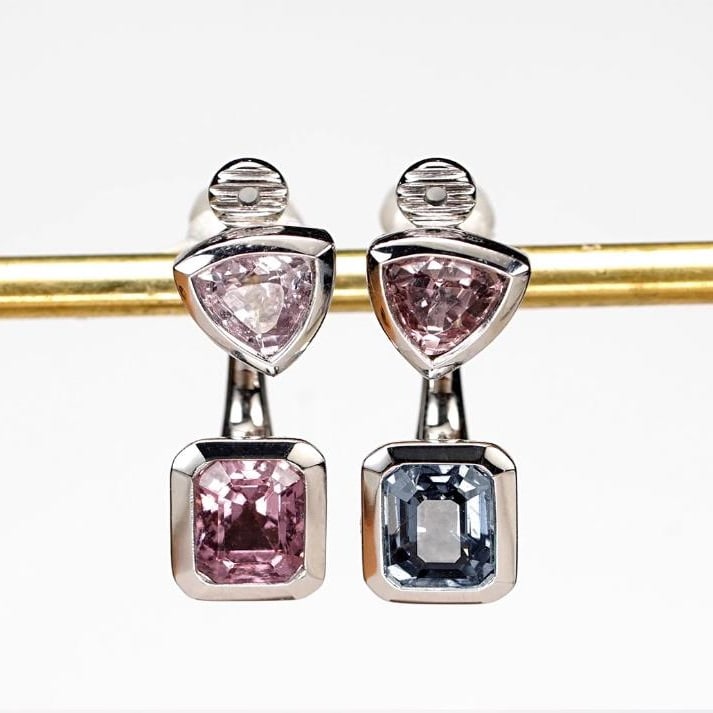 14K GOLD 3.07 CT NATURAL SPINEL & DIAMOND EARRINGS (1 of 5)