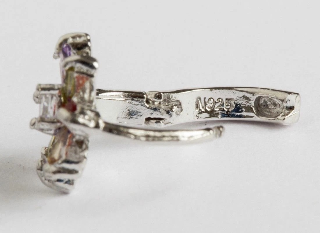 Sterling Silver Multi Colored Cubic Zirconia Earrings - 5