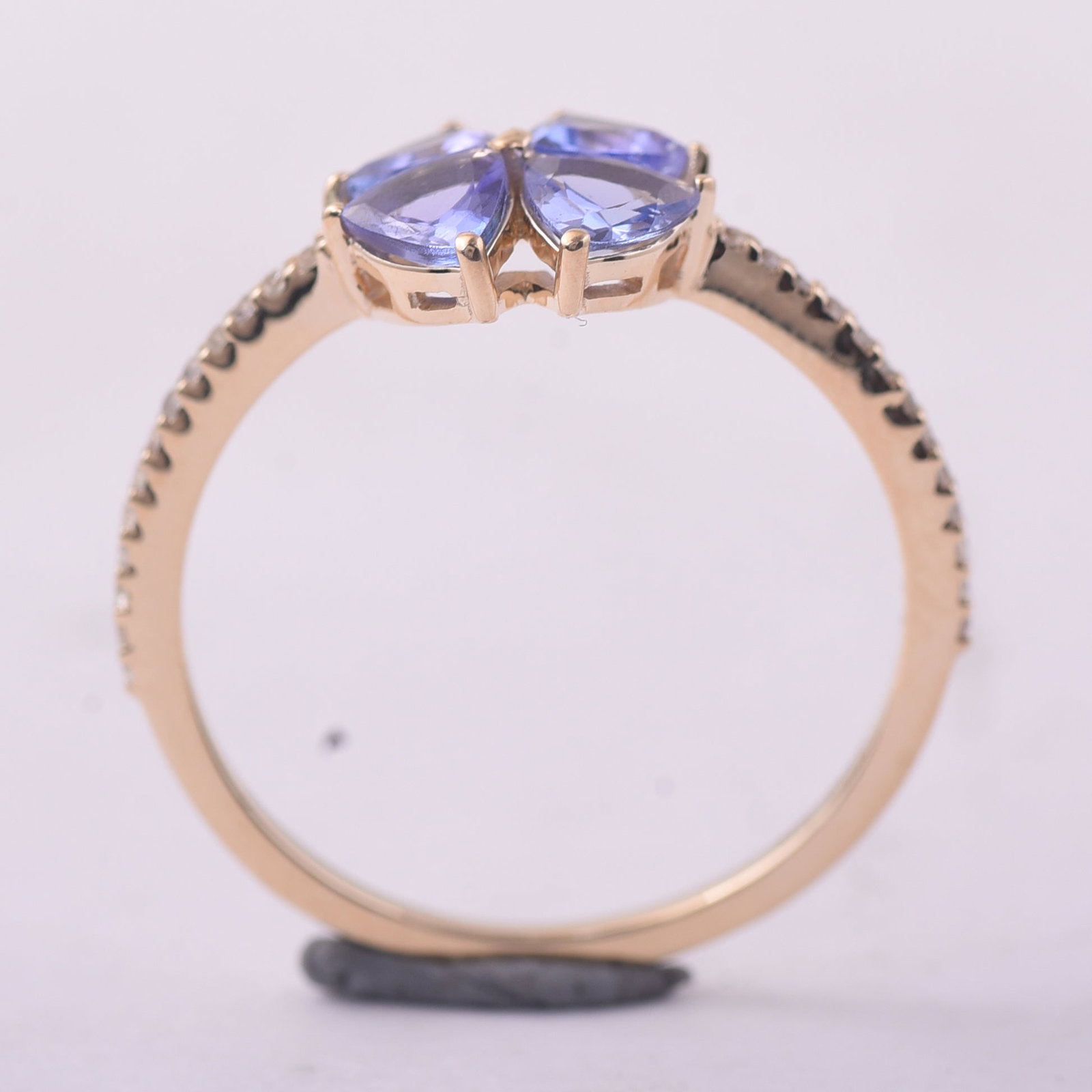 1.03 Ct Trillion Tanzanite 9K Gold Ring - 4