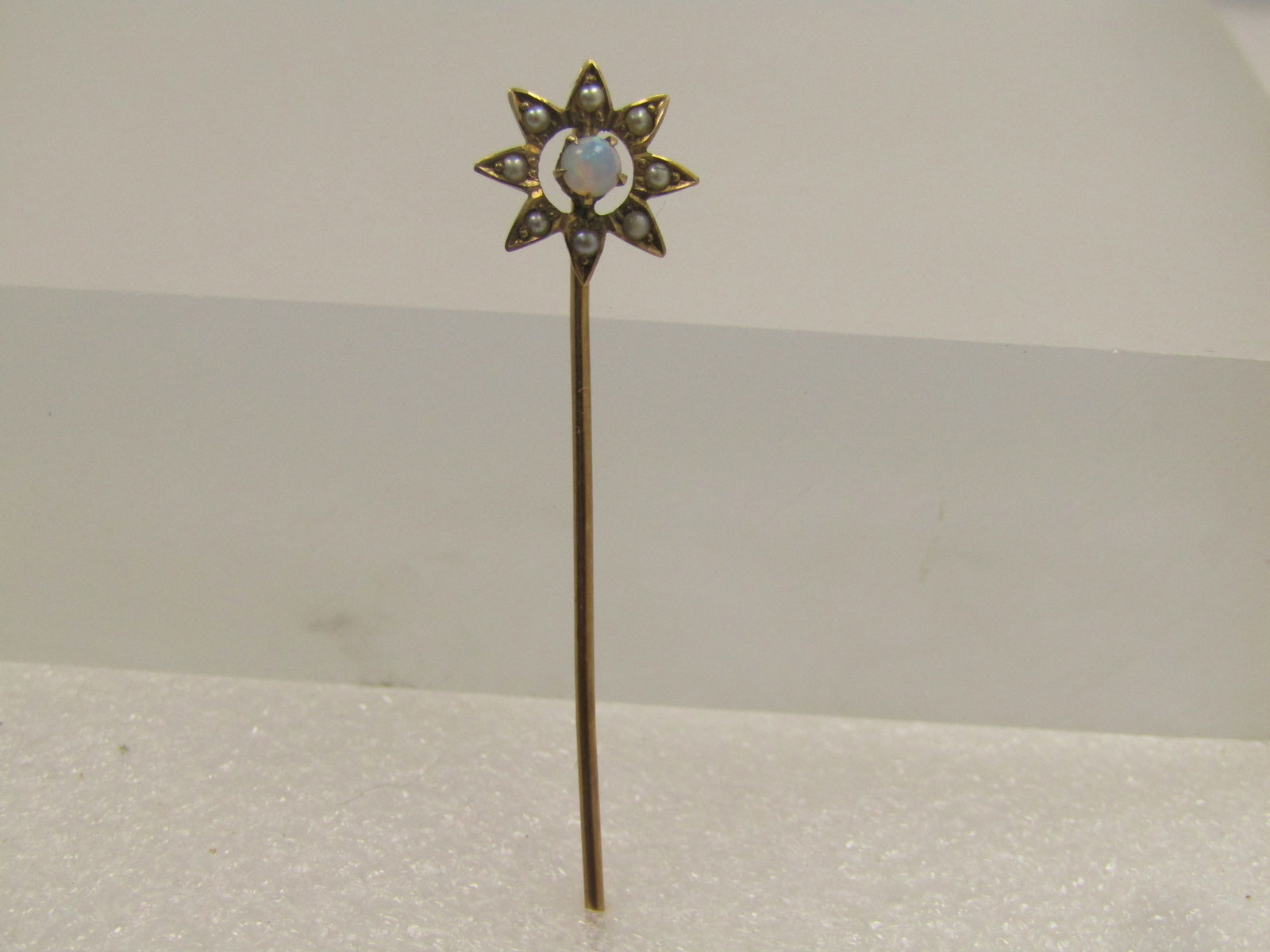 Antique 10kt Opal & Seed Pearl Stick Pin, Early 1900's (1 of 6)
