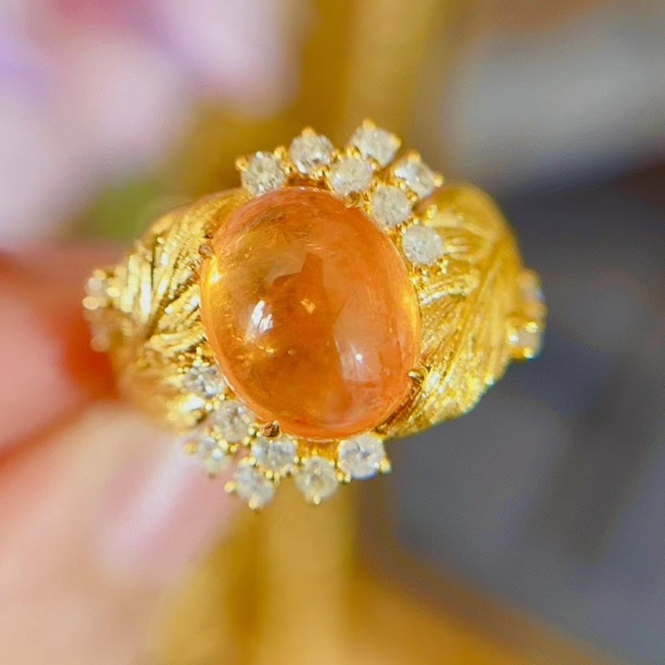 14K GOLD 6.15 CT NATURAL PARTSCHINITE & DIAMOND RING: Title:14K GOLD 6.15 CT NATURAL PARTSCHINITE & DIAMOND RINGDescription:Ref:230528714Gold Content:14K GoldRing Size:7.25USMain Gemstone:PartschiniteNumber of stones:1Shape:OvalCarat Weight:6.15ct