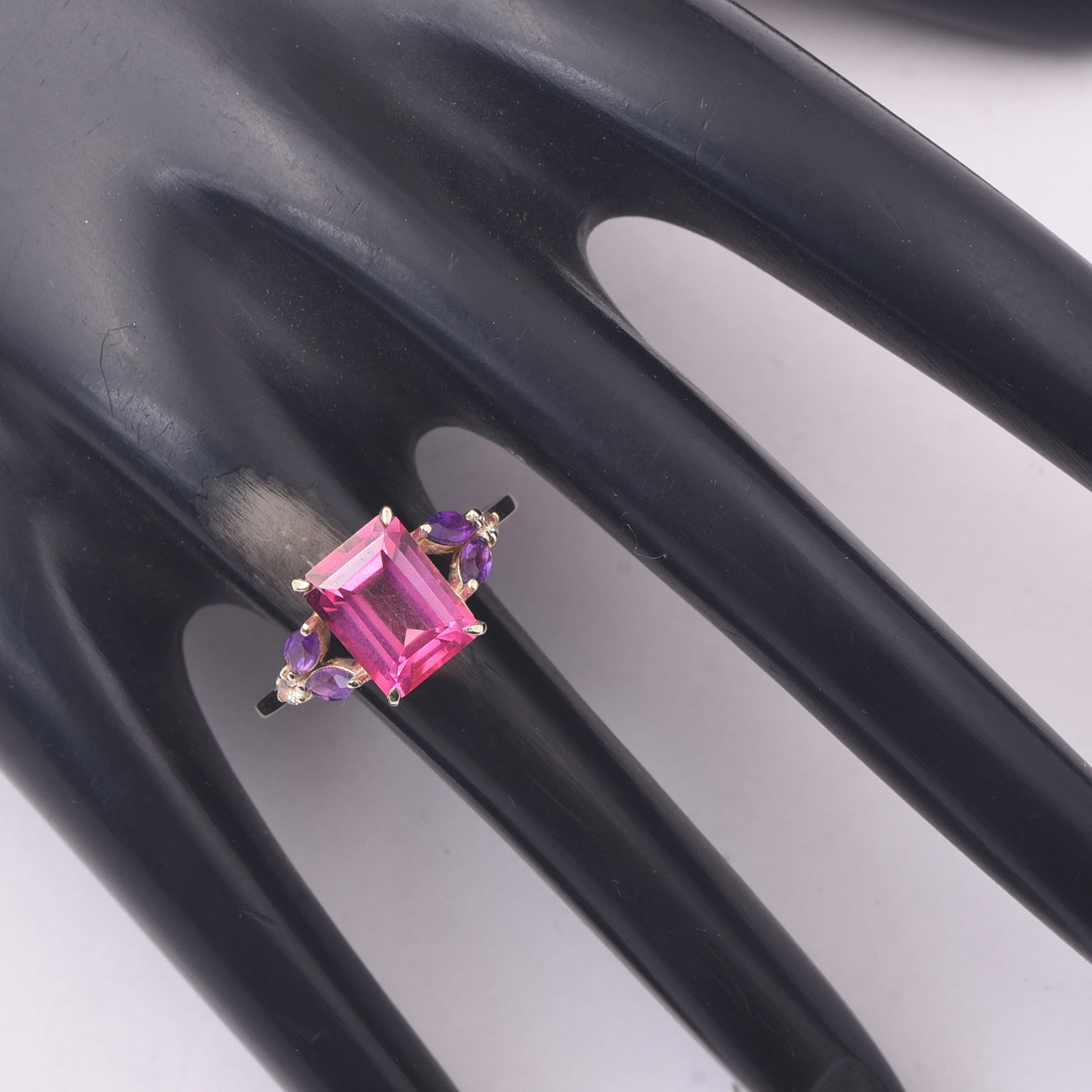 3.07 Ct Octagon Pink Topaz 9K Gold Ring - 2