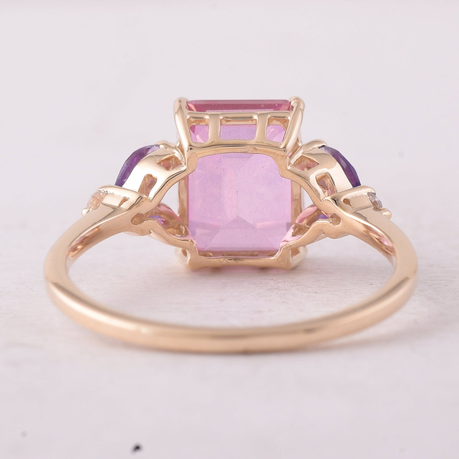 3.07 Ct Octagon Pink Topaz 9K Gold Ring - 3