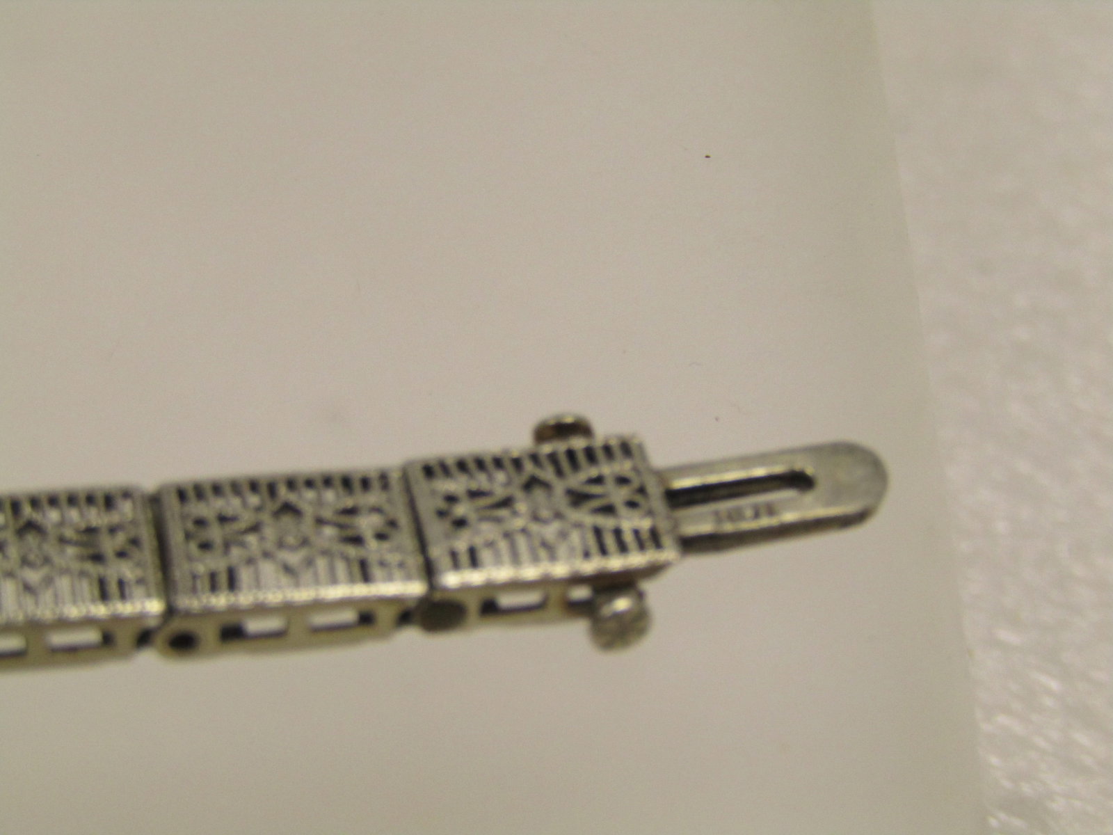 Vintage 10kt Art Deco Diamond Bracelet, Filigree, 7", 1940's - 3