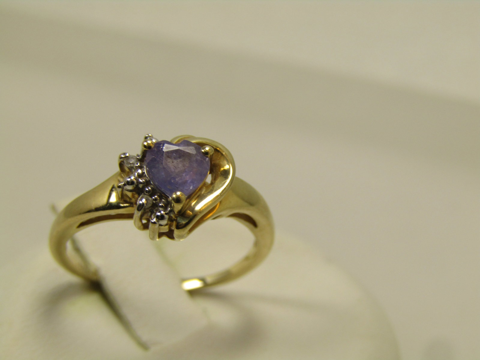 Vintage 10kt Tanzanite Heart & Diamond Ring, Sz. 6, 1980's, Signed - 3