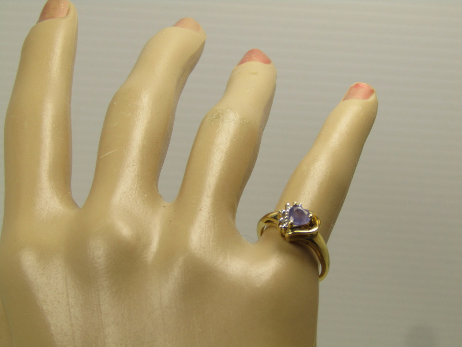 Vintage 10kt Tanzanite Heart & Diamond Ring, Sz. 6, 1980's, Signed - 7
