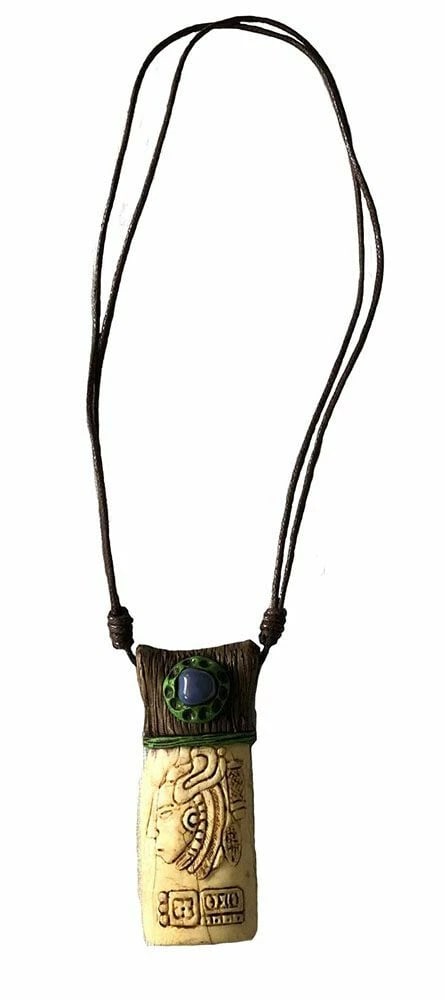 Polymer Clay Agate and Carved Bovine Cow Bone Brown Artisan Hand Made Necklace - 3