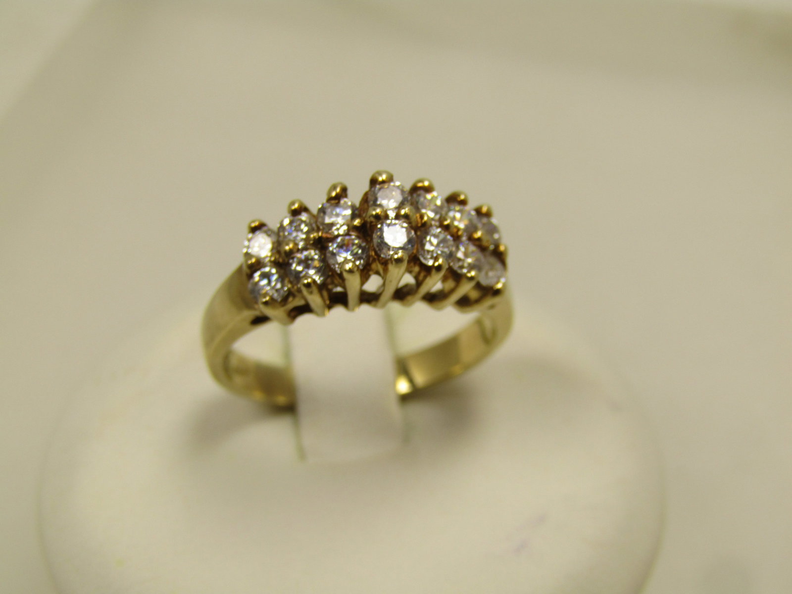 Vintage 10kt CZ Two Row Ring, Sz. 5, 1980's, Signed (1 of 8)