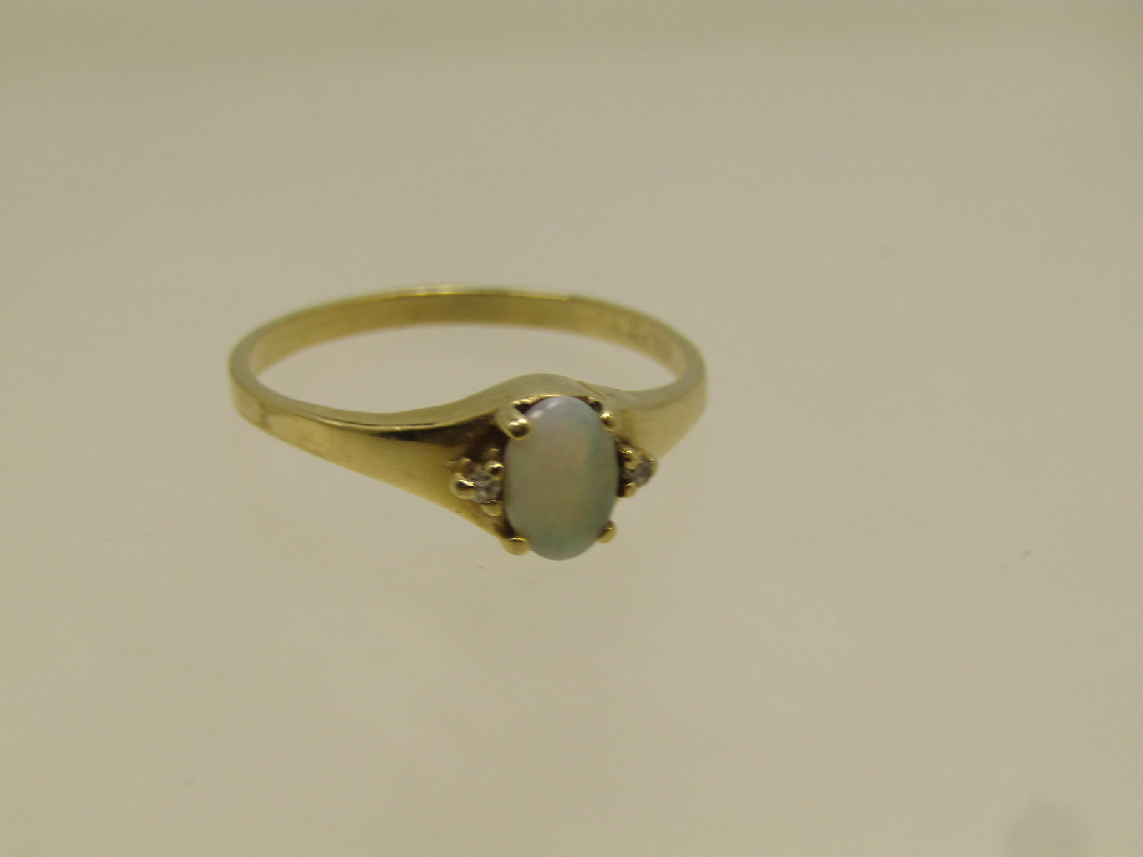 Vintage 10kt Opal & Diamond Ring, Sz. 7, Signed PWB, 1960's-1970's (1 of 5)