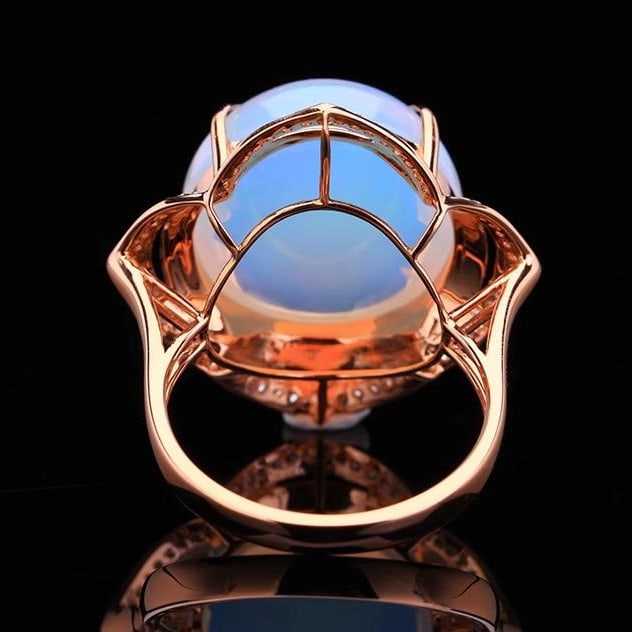 14K GOLD 9.99 CTW NATURAL OPAL & DIAMOND RING - 4