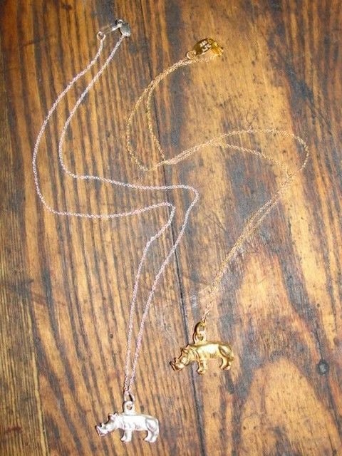 18 kt Gold Vermeil over Sterling Silver Rhino Charm Necklace - 8