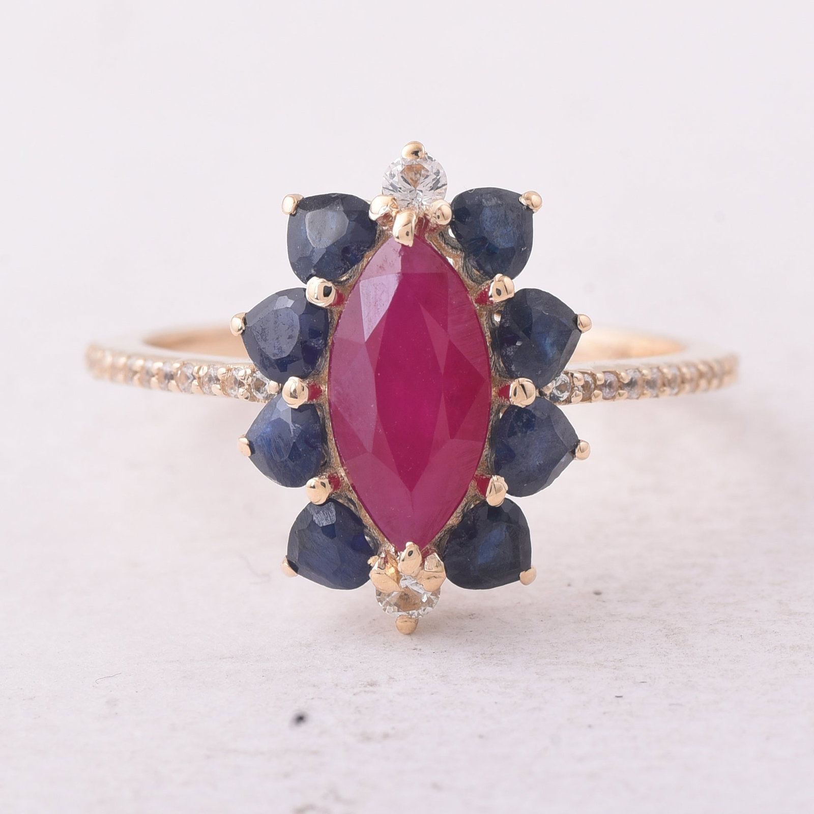 2.56 Ct Marquise Ruby 9K Gold Ring (1 of 5)