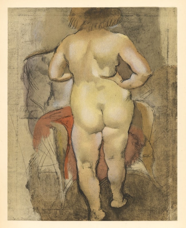 Jules Pascin lithograph "Venus de dos": Title: Jules Pascin lithograph "Venus de dos"Description: Medium: lithograph (after the painting). Printed in Paris in 1954 by the atelier of Mourlot Frères in an edition of 2000. Sheet size (includi