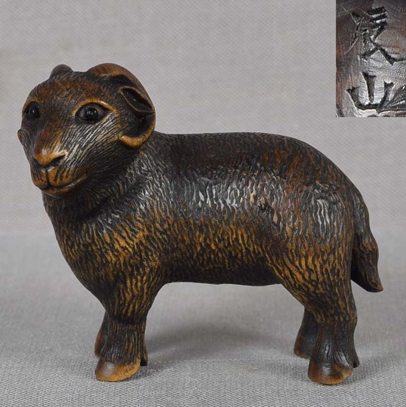 Netsuke Zodiac GOAT by SHINZAN MASANAO (1 of 6)