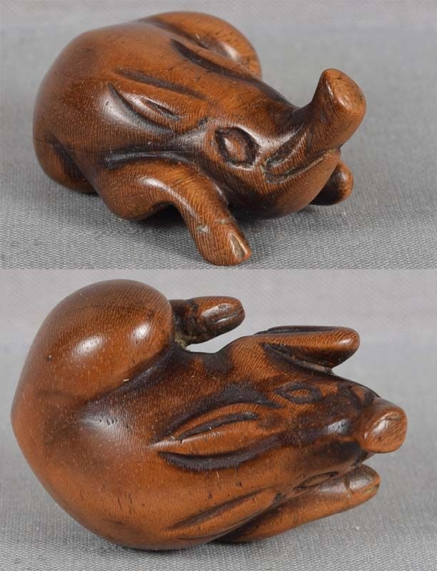 Early 19c netsuke RESTING BOAR - 3