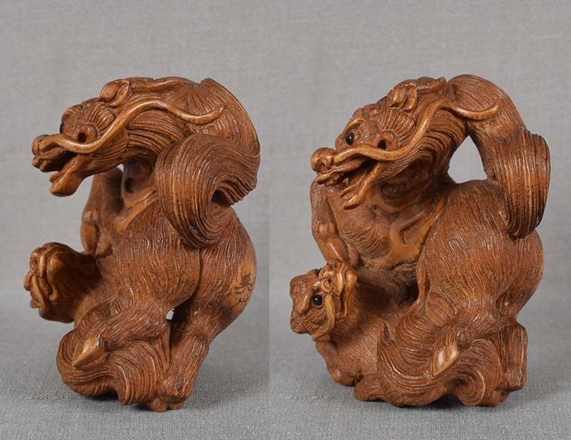 Netsuke KIRIN & young by BISHU - 4