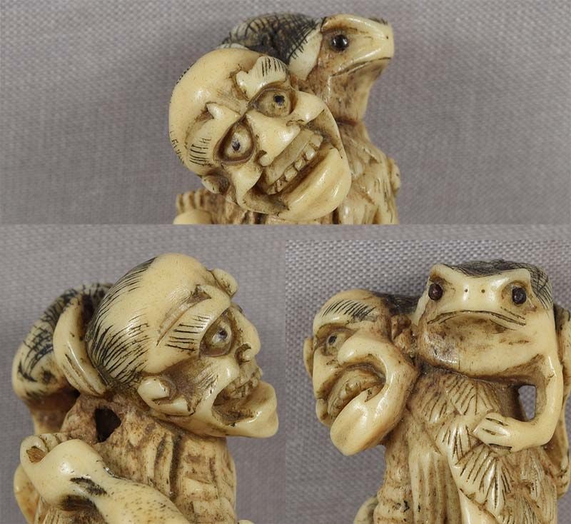 18c netsuke GAMA SENNIN & TOAD - 2