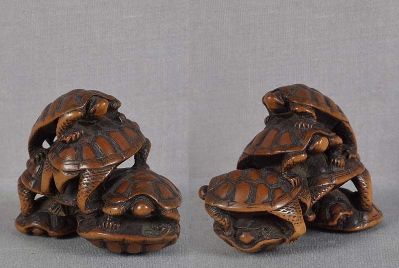 19c netsuke 7 TURTLES by ICHIBA - 4