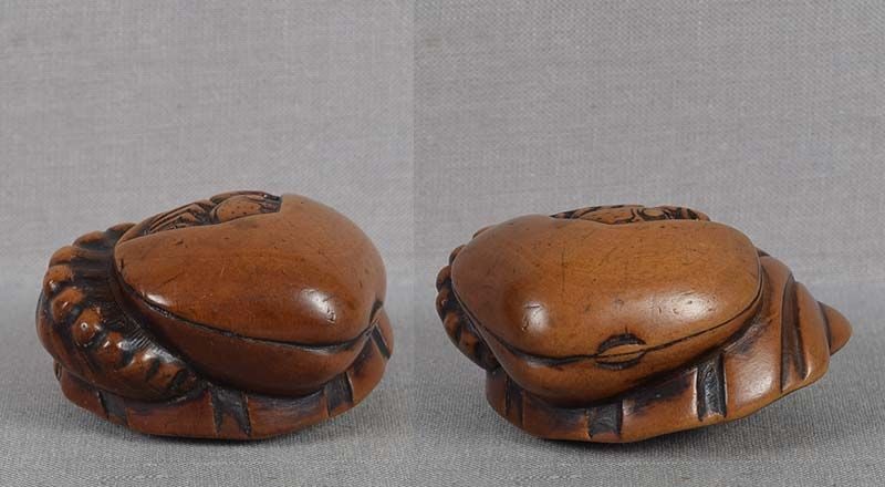18c netsuke CRAB & different SEASHELLS - 3