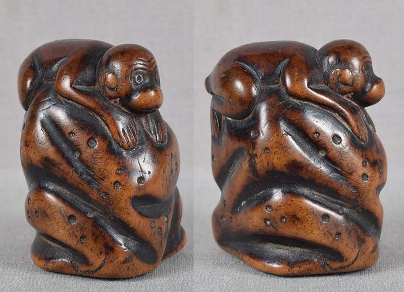 18c netsuke MONKEY on rockery - 3