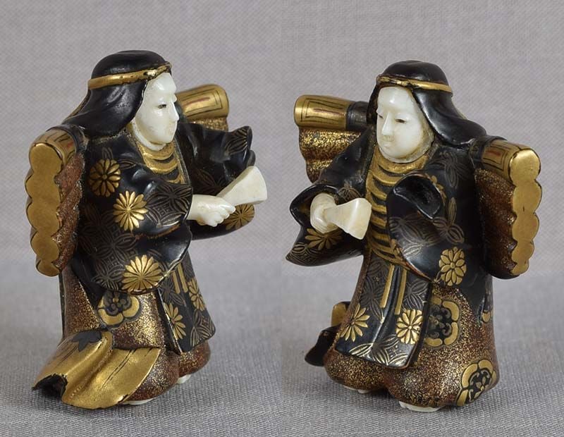 19c lacquer netsuke BUTTERFLY DANCER - 2