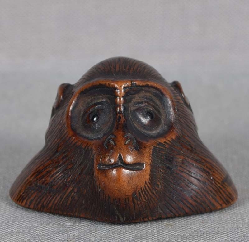 19c netsuke BUST OF A MONKEY (1 of 6)