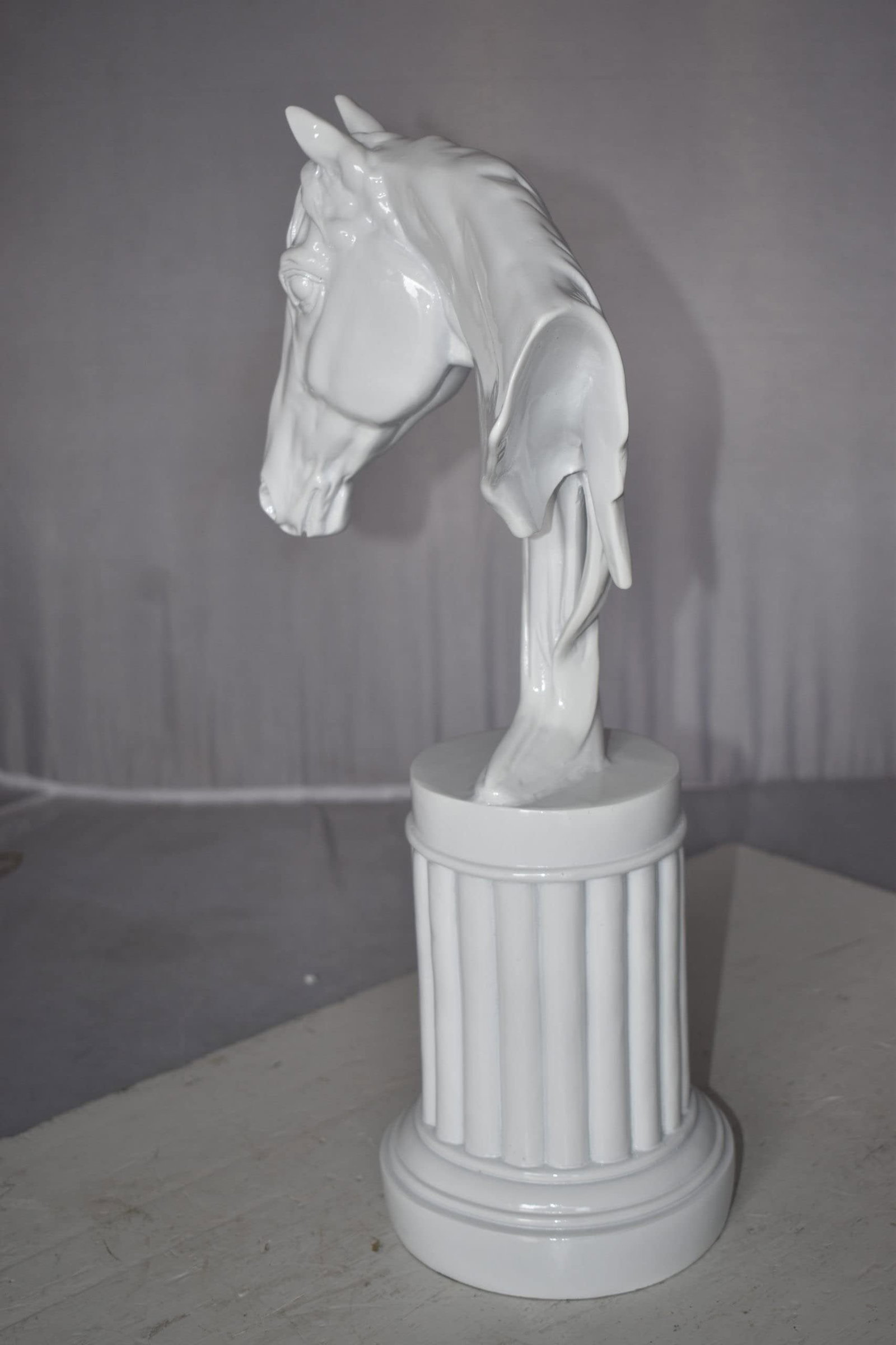 Modern Art of a White Horse Bust Statue Made of Resin Size: 10" x 5" x 19"H - 10