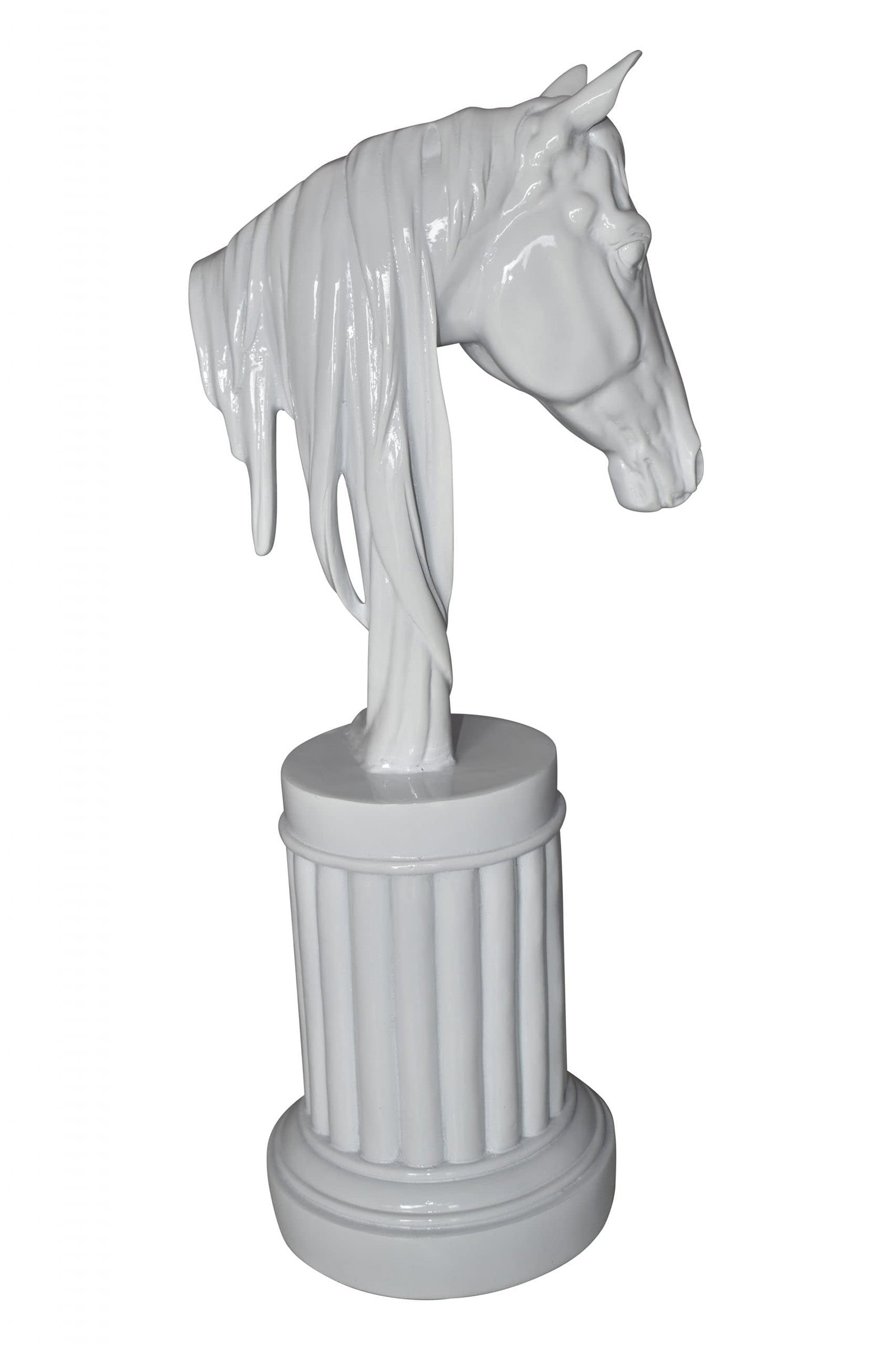 Modern Art of a White Horse Bust Statue Made of Resin Size: 10" x 5" x 19"H: Title:Modern Art of a White Horse Bust Statue Made of Resin Size: 10" x 5" x 19"HDescription:Enjoy this Modern Art of a White Horse Bust Statue Made of Resin. This modern abstract would be a great