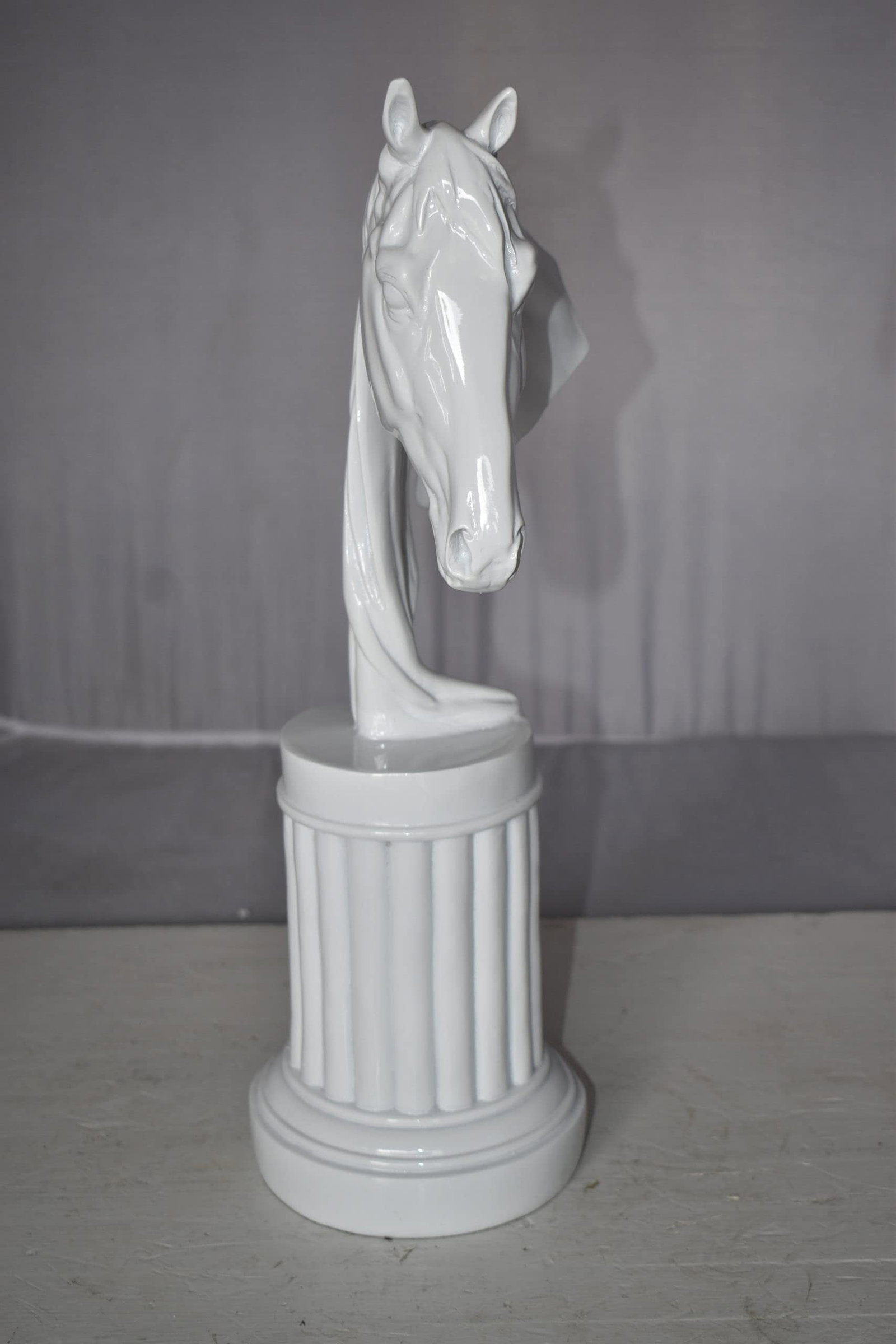 Modern Art of a White Horse Bust Statue Made of Resin Size: 10" x 5" x 19"H - 4