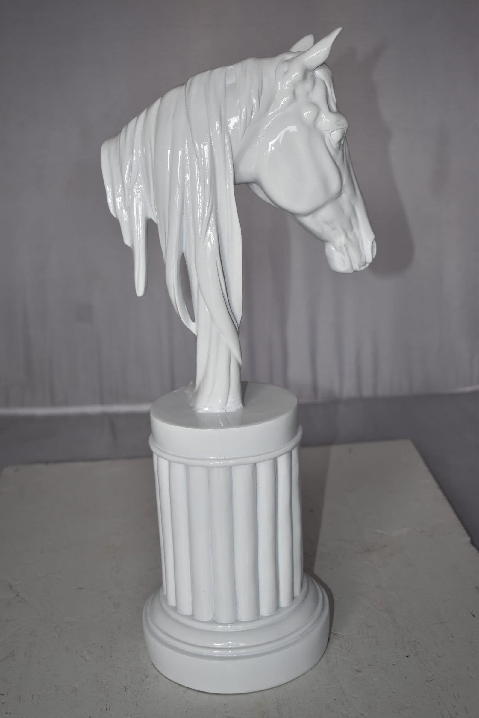 Modern Art of a White Horse Bust Statue Made of Resin Size: 10" x 5" x 19"H - 6