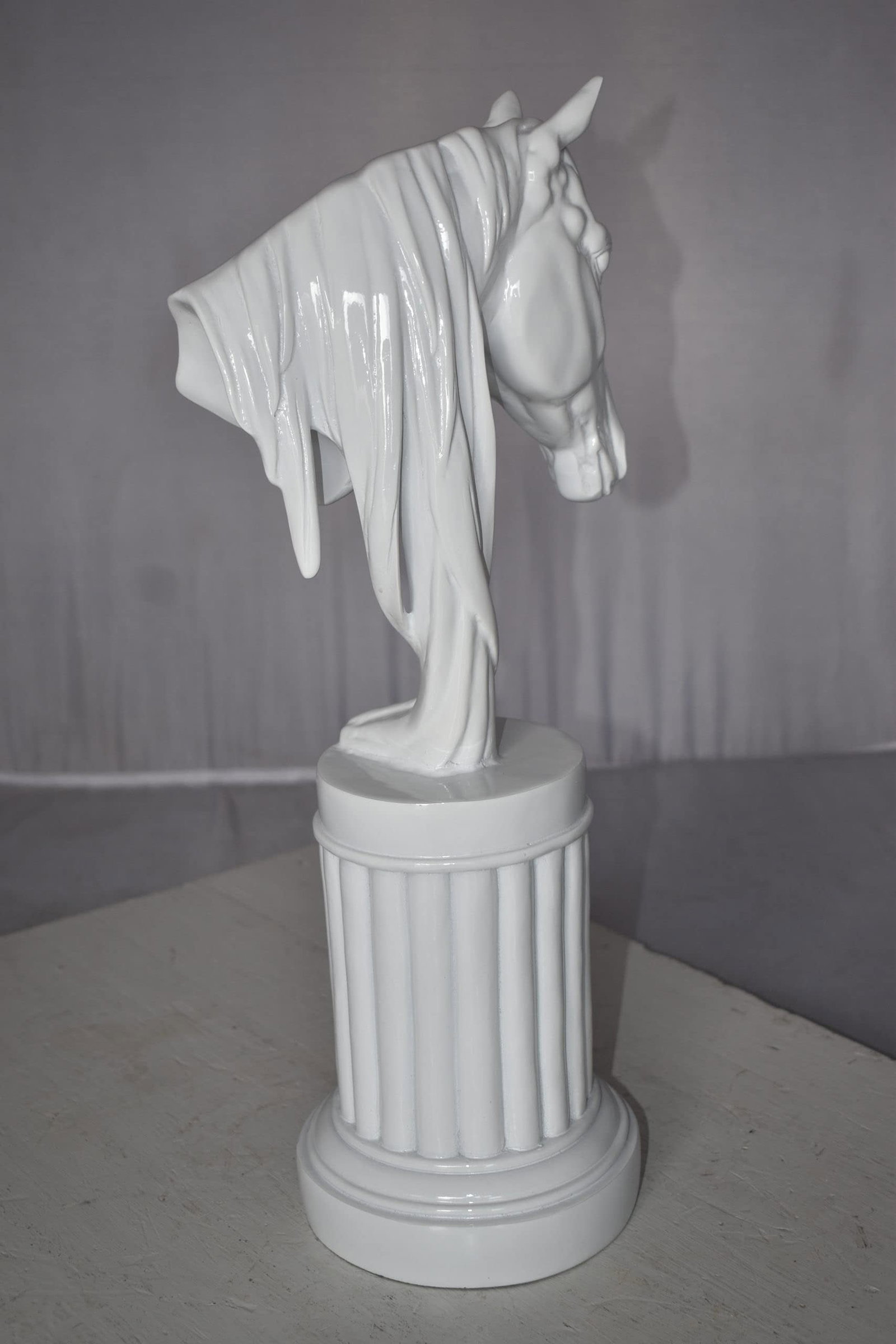 Modern Art of a White Horse Bust Statue Made of Resin Size: 10" x 5" x 19"H - 7