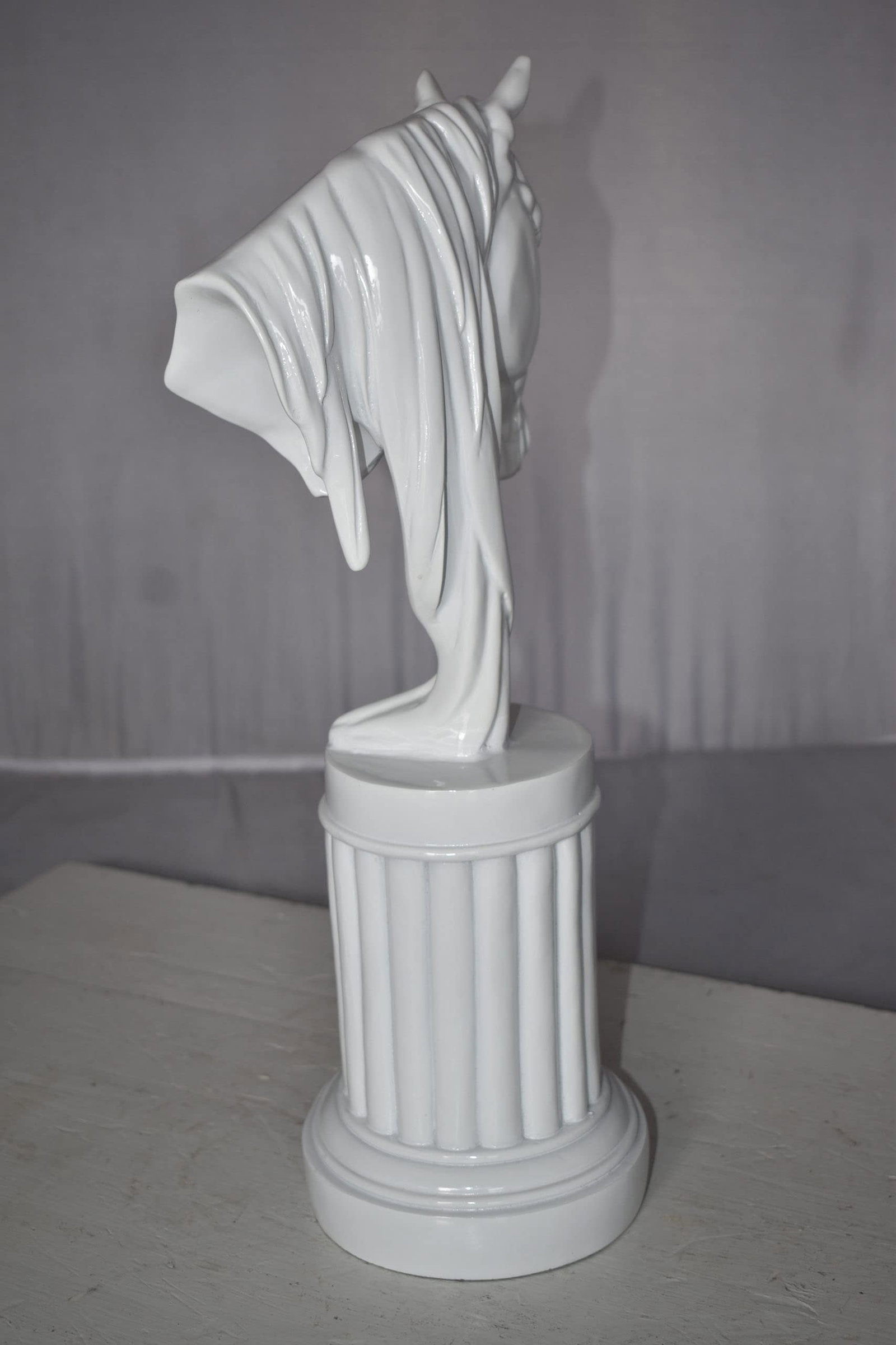 Modern Art of a White Horse Bust Statue Made of Resin Size: 10" x 5" x 19"H - 8