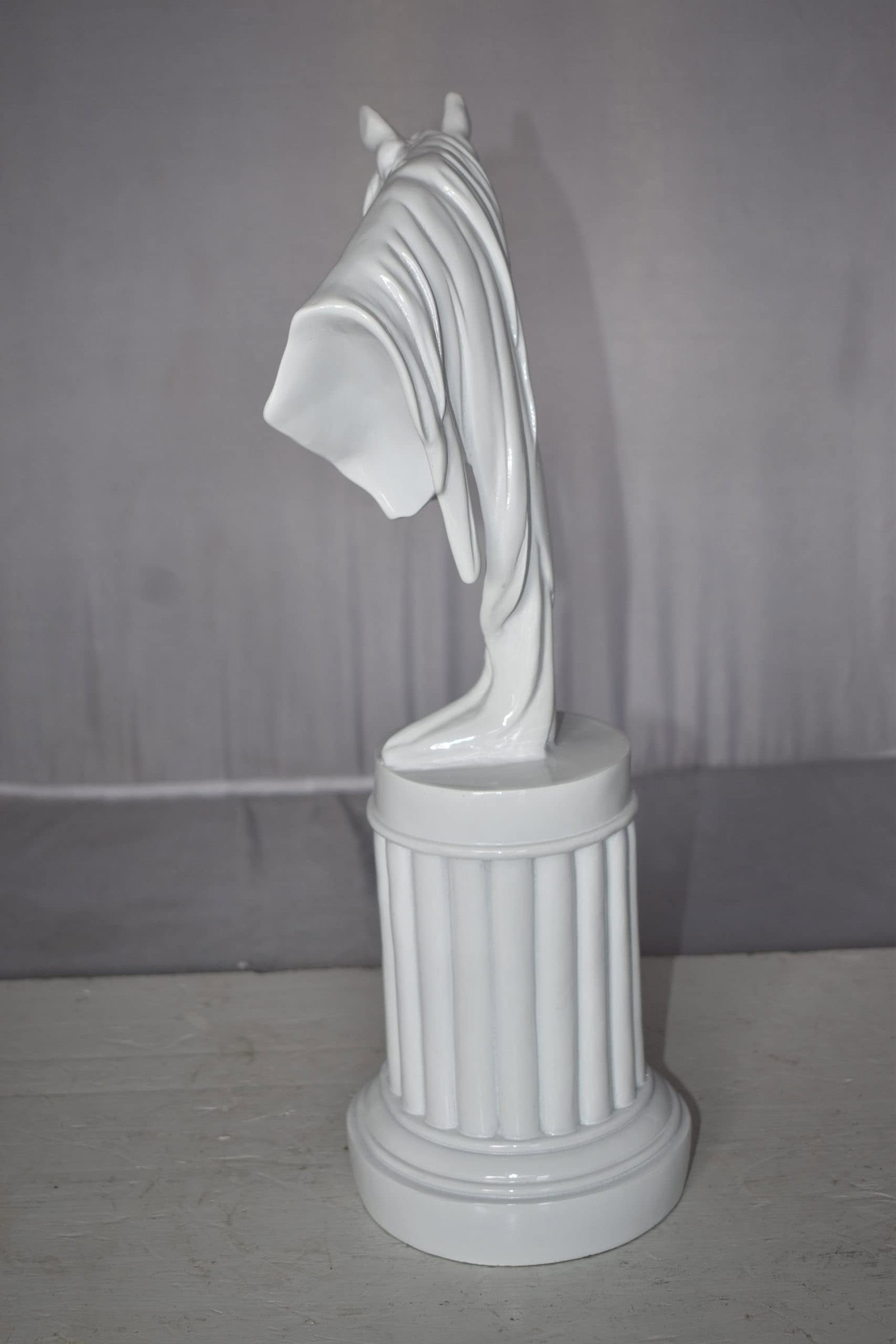 Modern Art of a White Horse Bust Statue Made of Resin Size: 10" x 5" x 19"H - 9