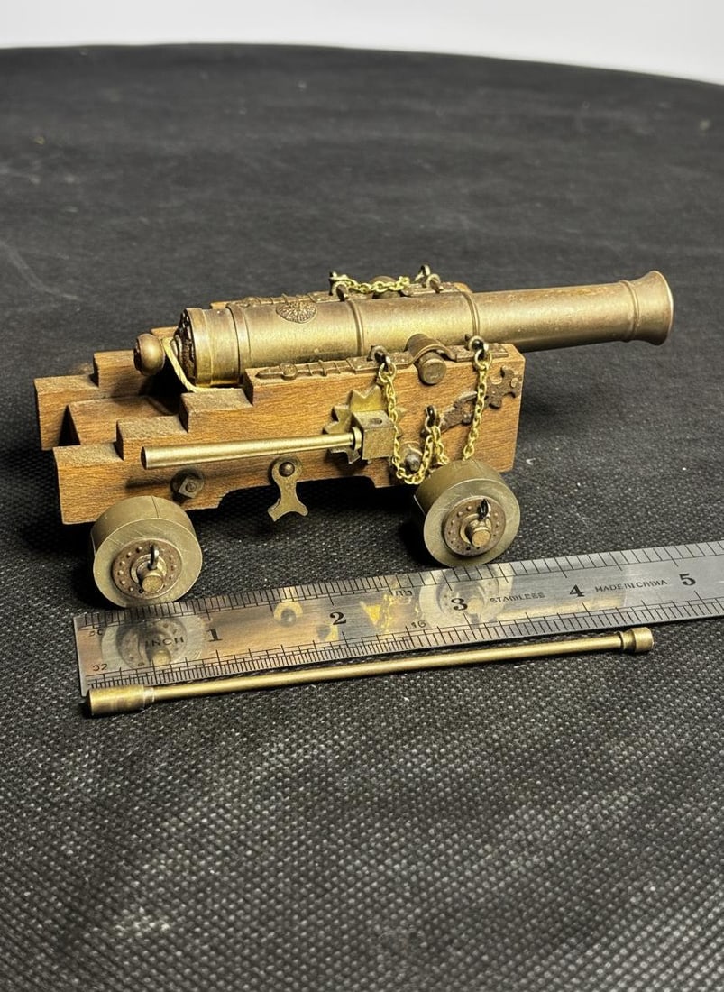 Vintage Miniature Cannon Collection Lot of 8 Wood Brass & Metal Replicas - 18