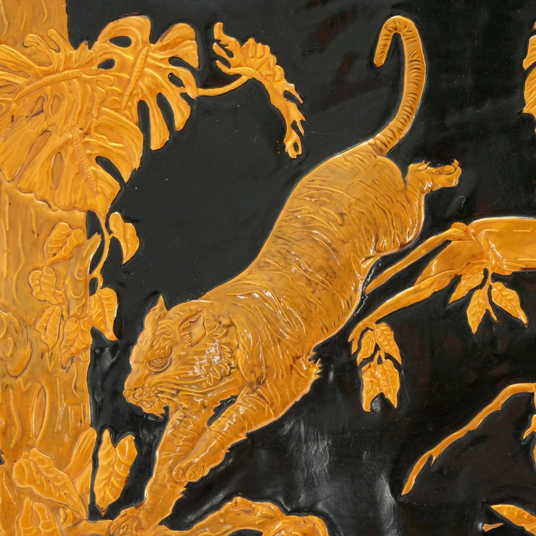 Framed 1960s Copper Relief Tiger Picture - 4