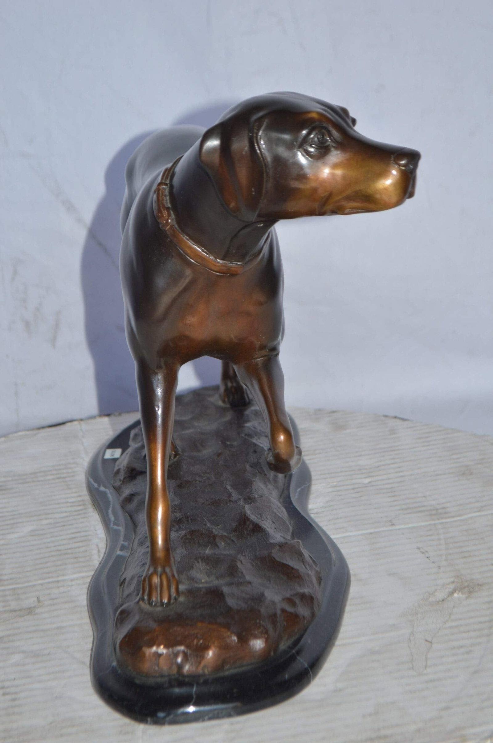 Black Labrador Bronze Statue Mounted on A Marble - Size: 20"L x 8"W x 14"H. - 7
