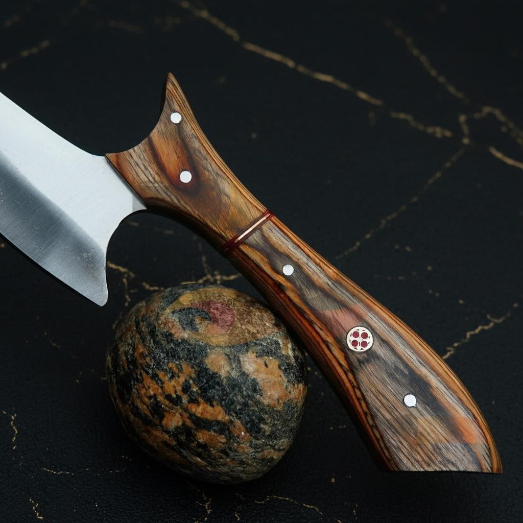 Handmade Full Tang Hunting Knife with Gut Hook 9.5" Double Edged Fixed Blade Rosewood Handle - 4