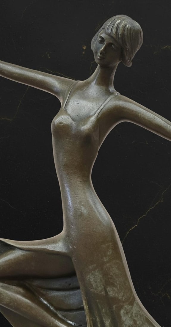 Signed Milo Bronze Sculpture of a Graceful Dancer Art Deco Statue on Marble Base - 6