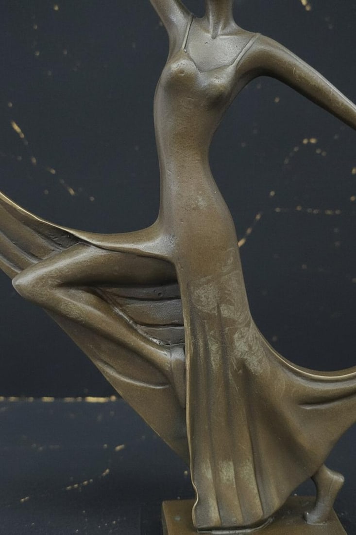 Signed Milo Bronze Sculpture of a Graceful Dancer Art Deco Statue on Marble Base - 8