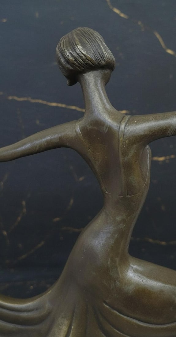 Signed Milo Bronze Sculpture of a Graceful Dancer Art Deco Statue on Marble Base - 9