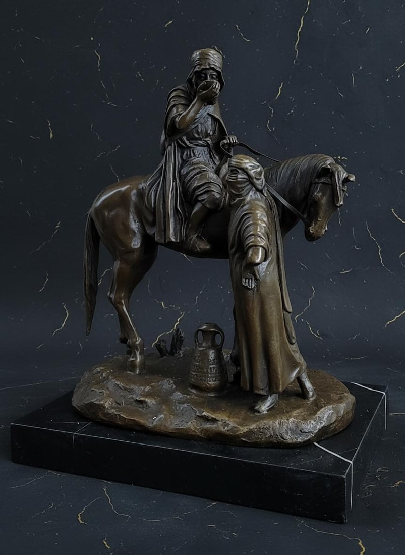 Orientalist Bronze Sculpture of an Arab Man on Horseback After A. Dubucand, French Art Statue (1 of 10)