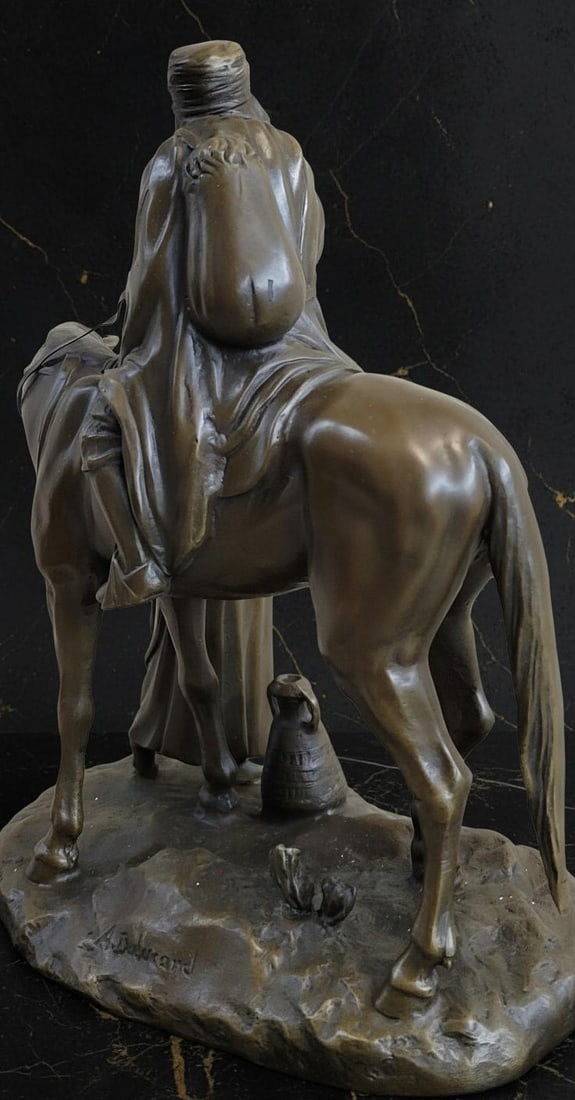 Orientalist Bronze Sculpture of an Arab Man on Horseback After A. Dubucand, French Art Statue - 5