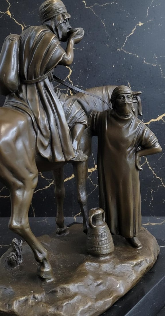Orientalist Bronze Sculpture of an Arab Man on Horseback After A. Dubucand, French Art Statue - 6