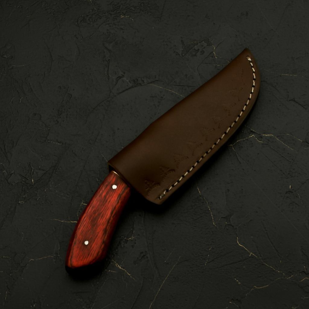 Hand Forged Damascus Steel Hunting Knife with Rosewood Handle, 8" Fixed Blade - 6