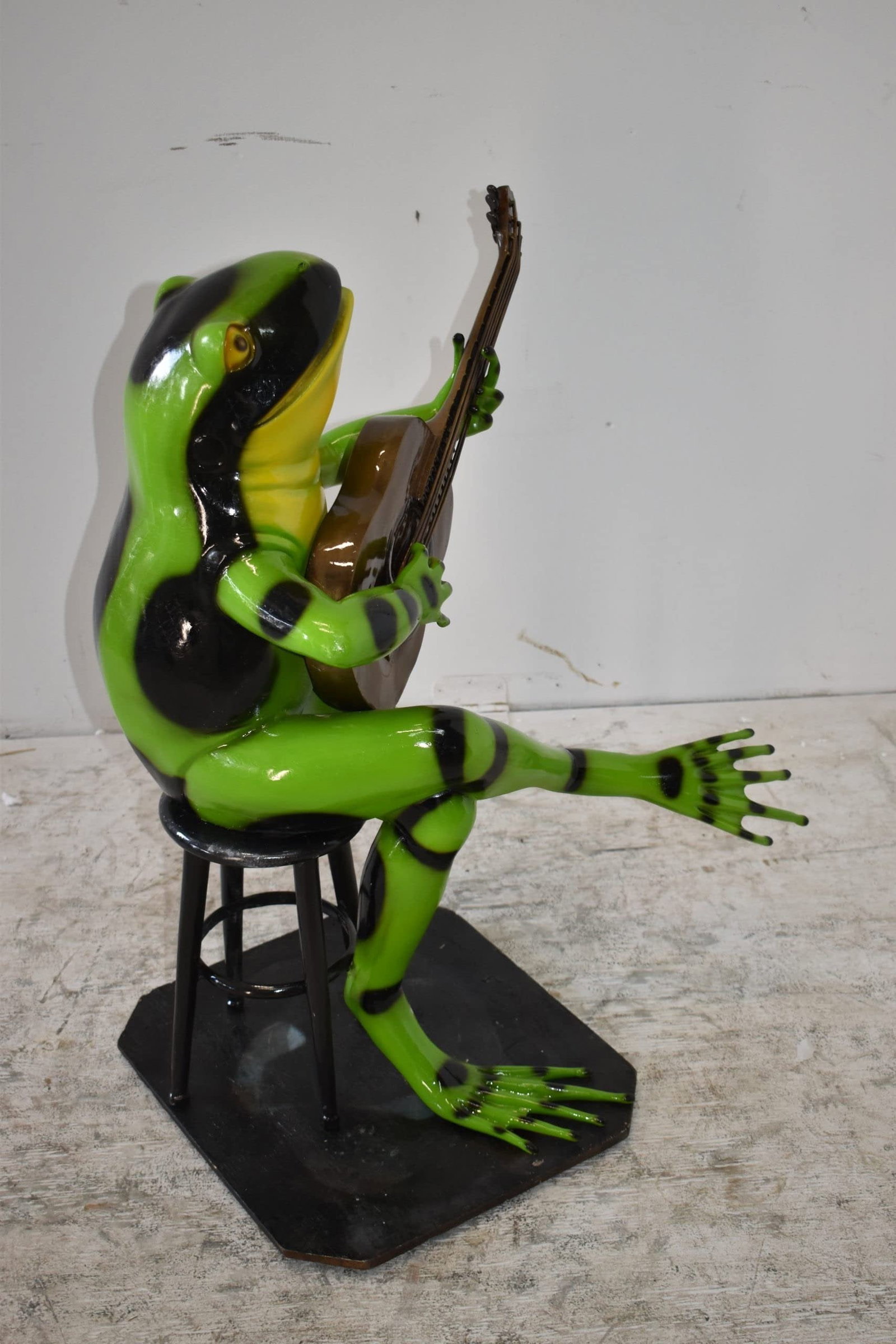 Green Frog Playing the Guitar Bronze Statue Size: 23" x 21" x 29"H - 6
