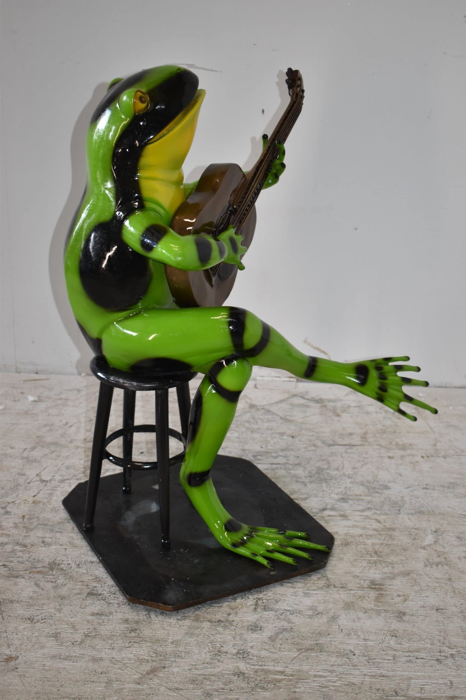 Green Frog Playing the Guitar Bronze Statue Size: 23" x 21" x 29"H - 7