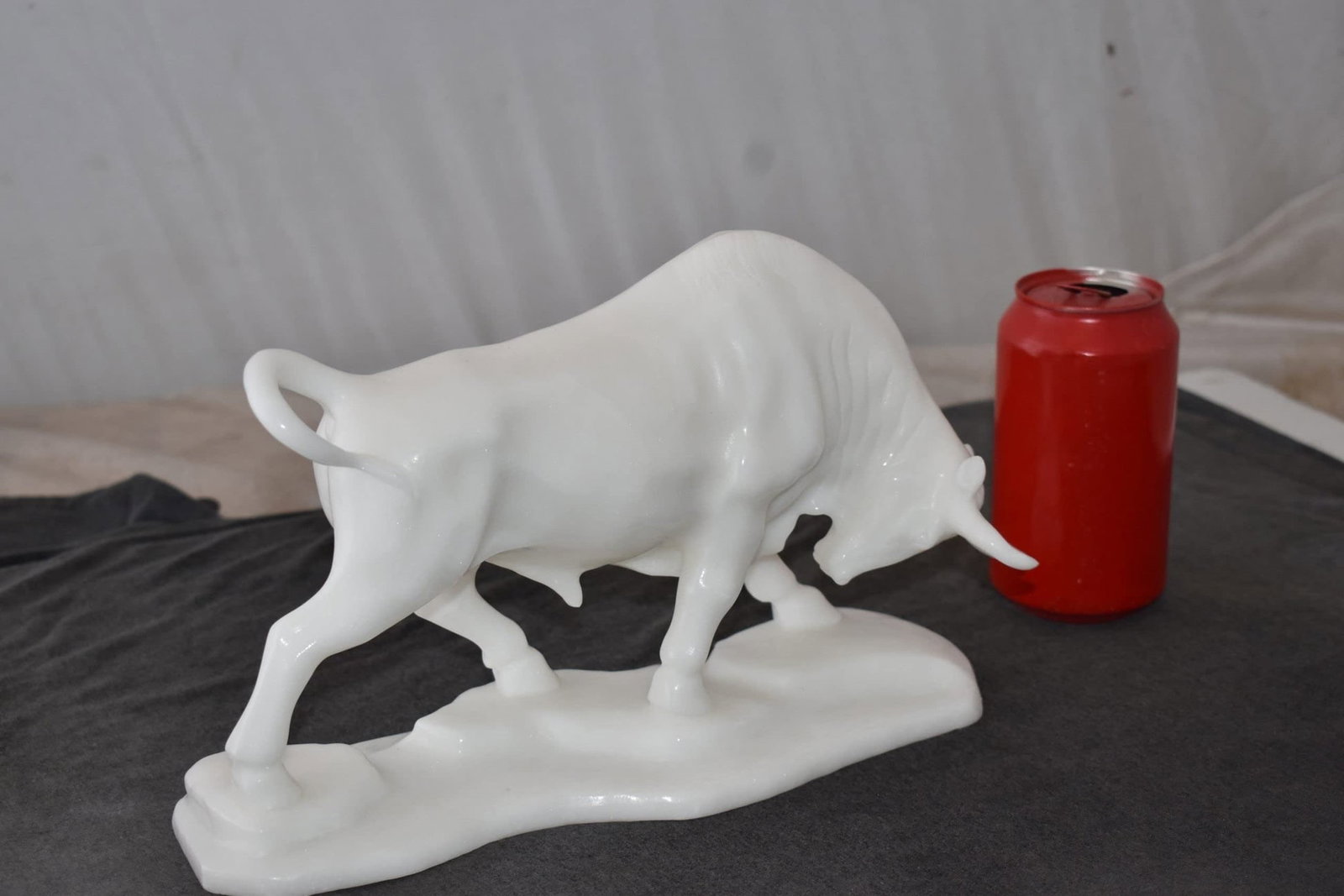 Wall Street Bull Made of White Marble Size: 11" x 5" x 7"H - 2