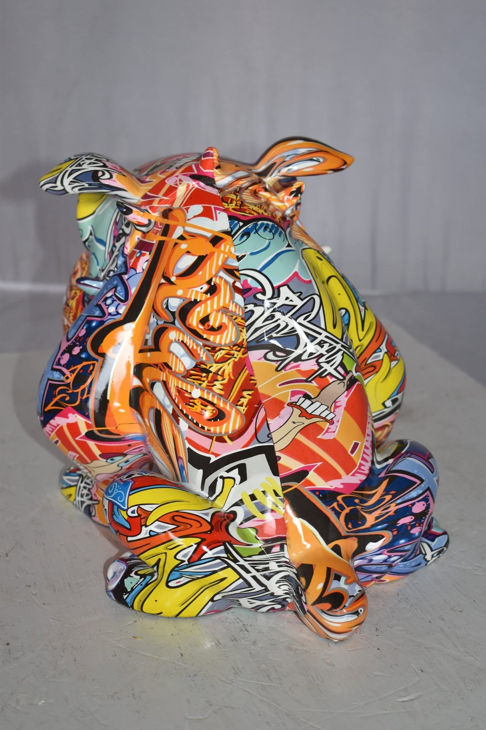 Modern Art Graffiti Bulldog Statue Made of Resin Size: 11" x 5" x 7"H - 10