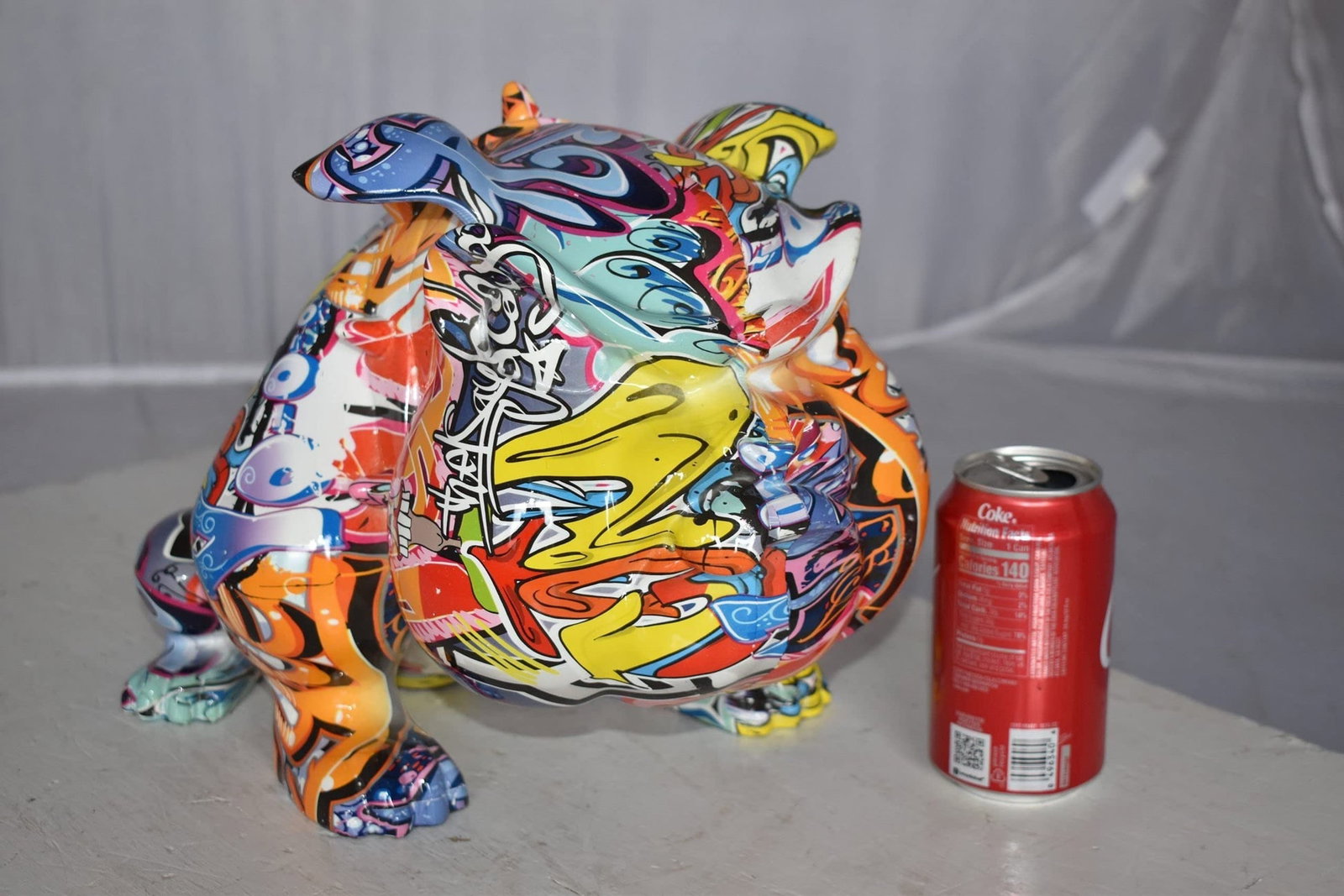 Modern Art Graffiti Bulldog Statue Made of Resin Size: 11" x 5" x 7"H - 5